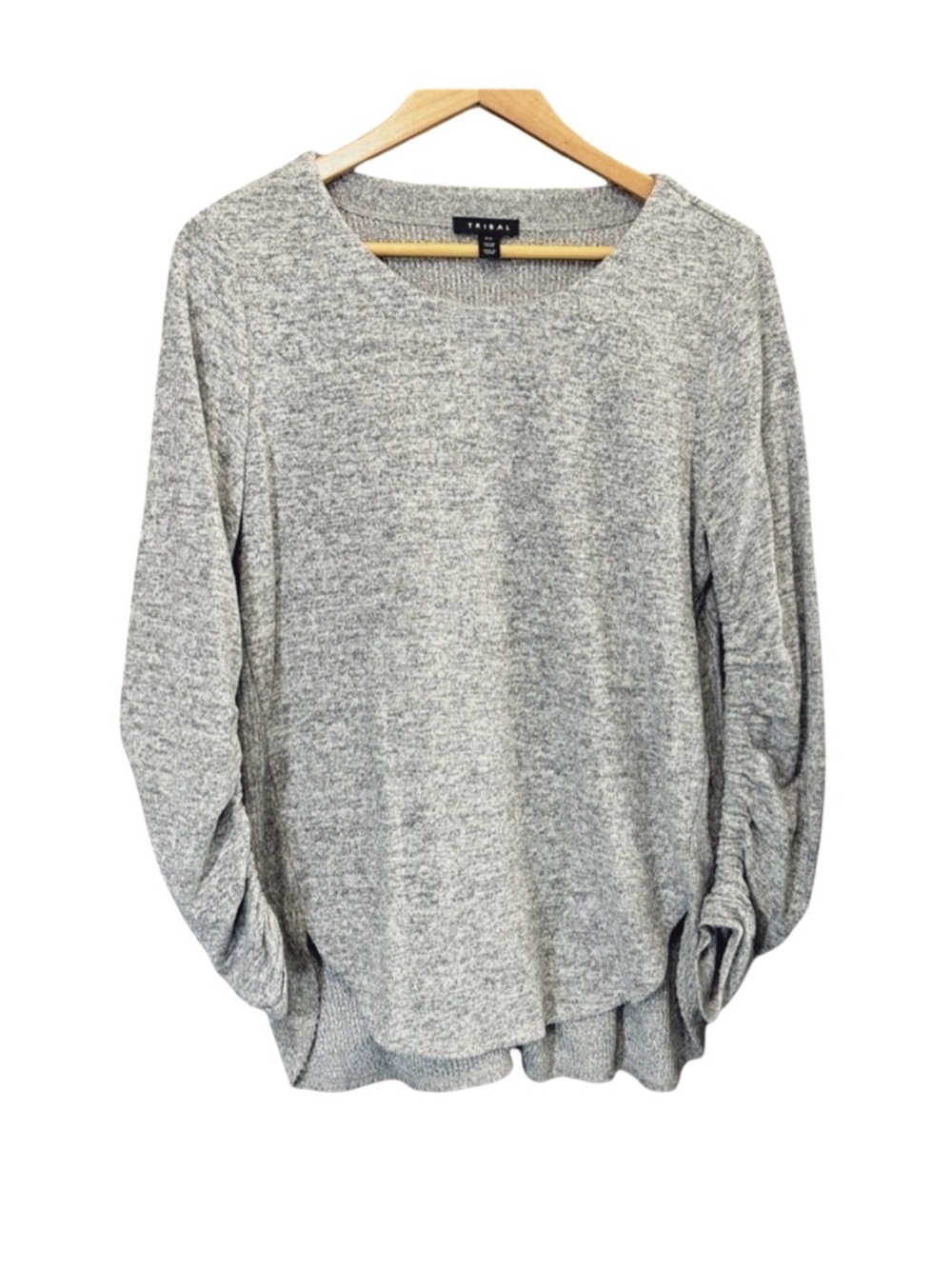 Tribal Gray Long Sleeve Relaxed Sweatshirt Tunic